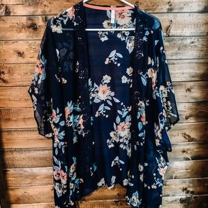 Kimono-Navy Floral